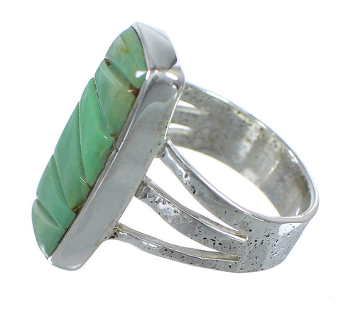 Turquoise Inlay And Genuine Sterling Silver Southwest Ring Size 6-1/4 VX57366